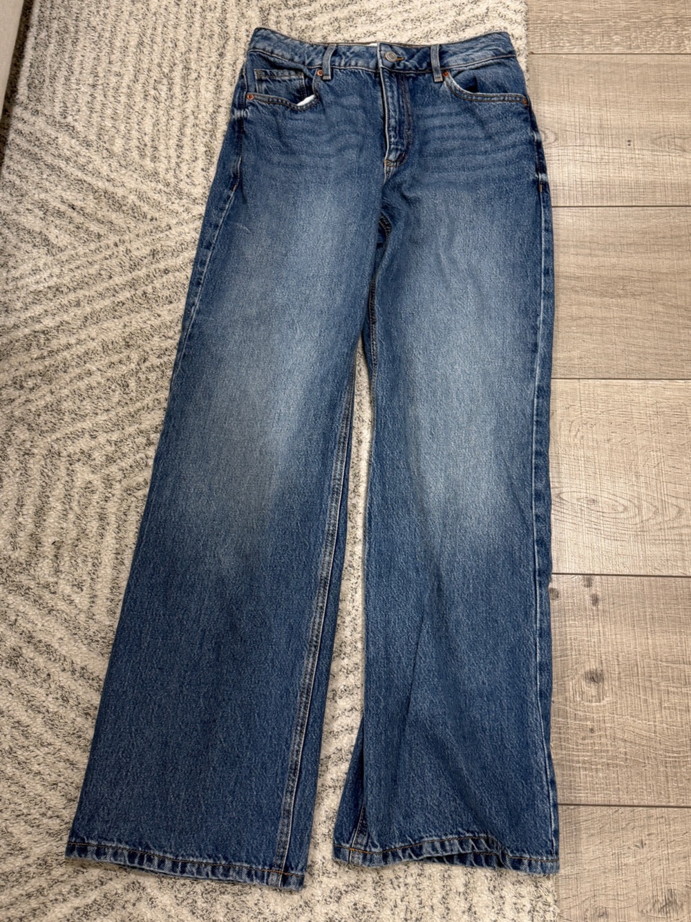 Dynamite Heidi Wide-Leg Flare Jeans in Blue Denim